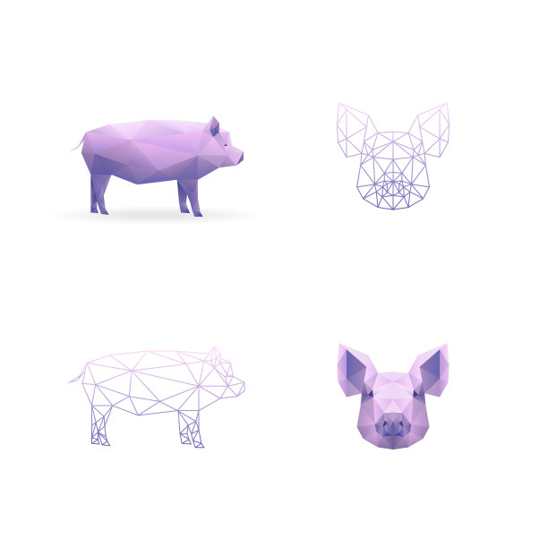 年猪多边形风格图片下载