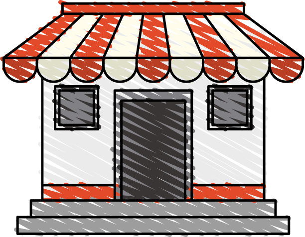 彩色蜡笔条纹卡通门面店店图片下载