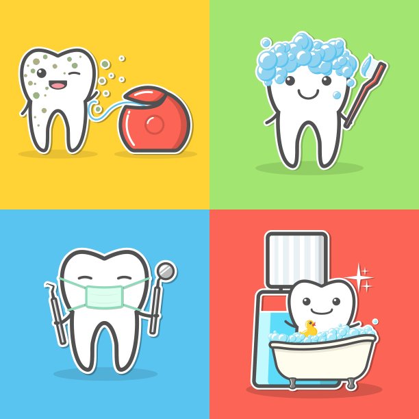 卡通牙齿护理和卫生概念图片下载