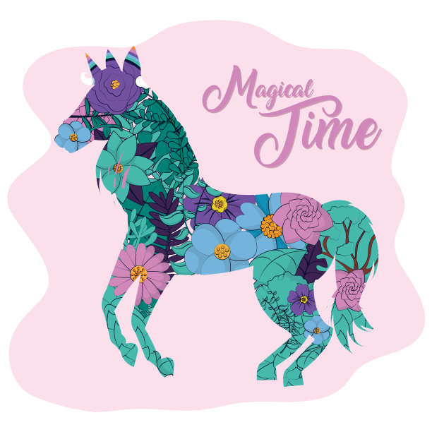 美丽和神奇的独角兽卡通图片下载