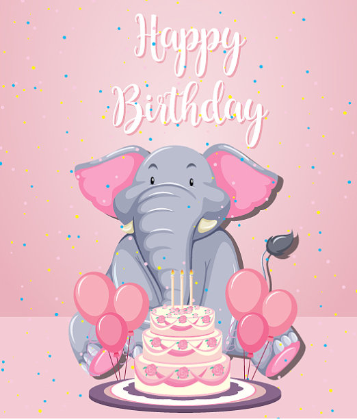 生日模板上的大象图片下载