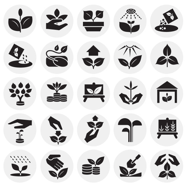 增长图标设置在圆形背景图形图片下载