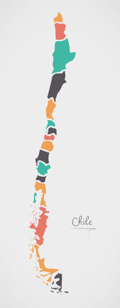 智利地图上有国家和现代的圆形形状图片下载