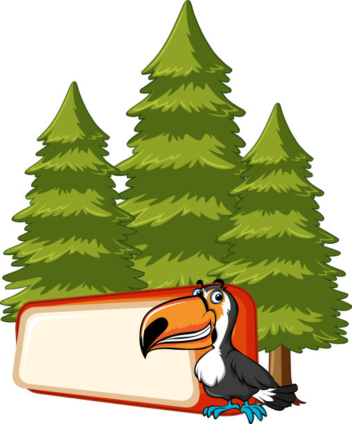 旗帜模板与巨嘴鸟图片下载