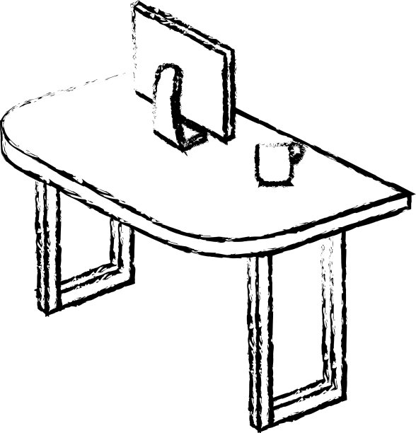 桌子与电脑等距图标木制图片下载