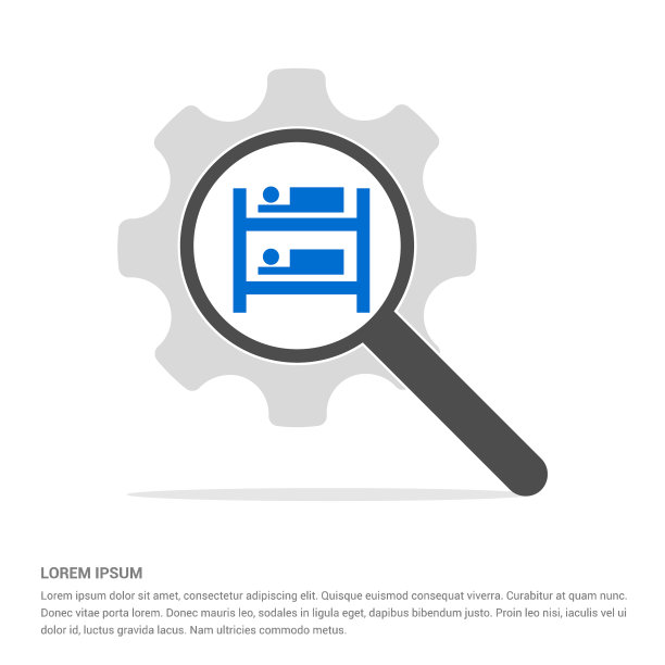 旅馆床图标搜索玻璃与齿轮符号图片下载