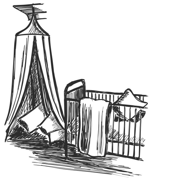 手绘儿童房家具素描宝宝图片下载