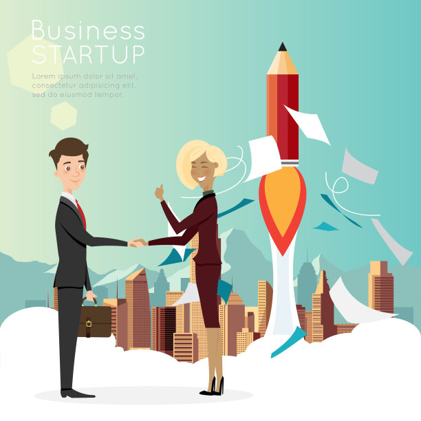 商人握手与城市背景图片下载