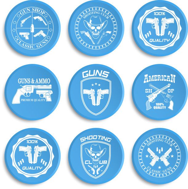 带有手枪的经典枪徽图片下载