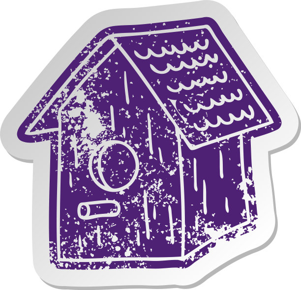 破旧的木制鸟屋贴纸图片下载