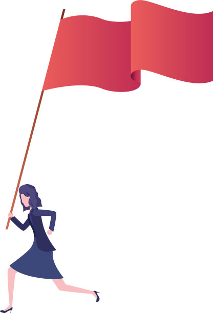 商业女性运行旗帜头像的角色图片下载