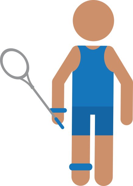 品格羽毛球运动员拍蓝色制服图片下载