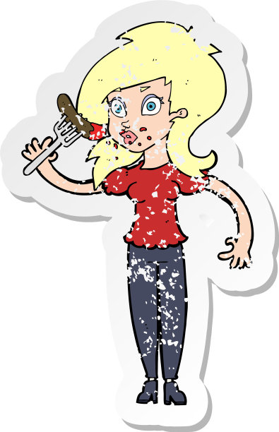 一个卡通女人的复古忧伤贴纸图片下载