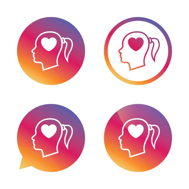头与心标志图标女性女性头图片下载