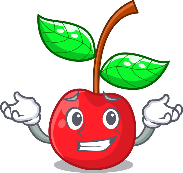 龇牙咧嘴的水果樱桃上面的木制字符表图片下载