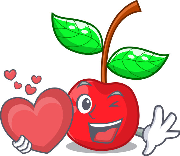 卡通碗里装着心形樱桃图片下载