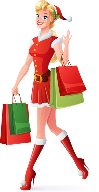 穿着圣诞老人服装的漂亮女人图片下载