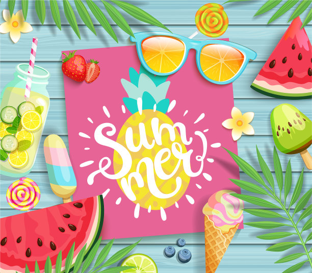 2019年夏季粉色卡片或横幅图片下载