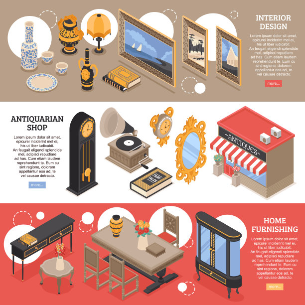 古董等距水平横幅图片下载