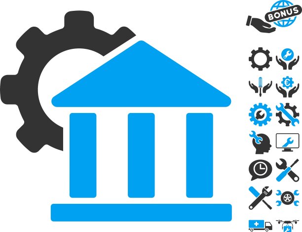 银行设置平面图标与工具奖金图片下载