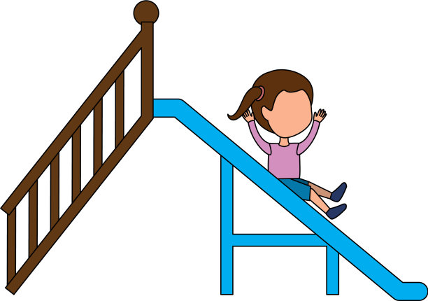 女孩在操场上玩滑梯图标图片下载