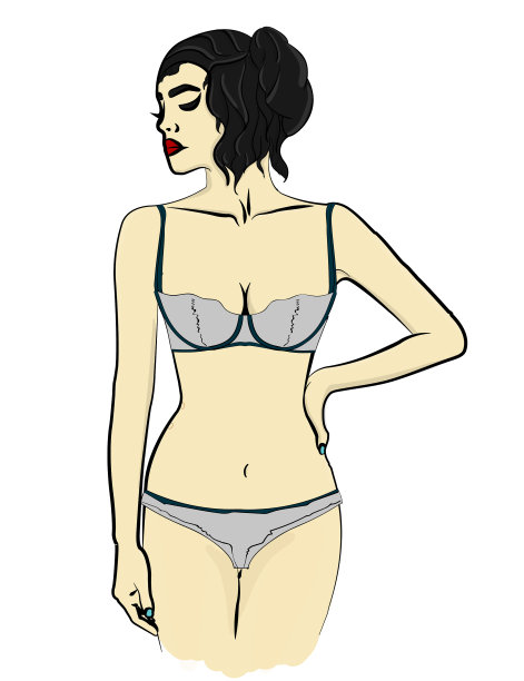 一位黑发白皙的妇女正在穿衣服图片下载