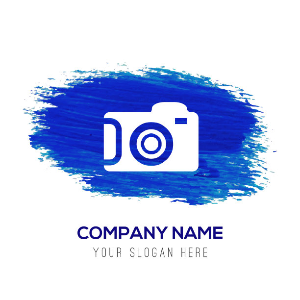照片相机图标-蓝色水彩背景图片下载