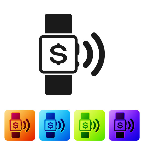 黑色非接触支付图标隔离在白色图片下载