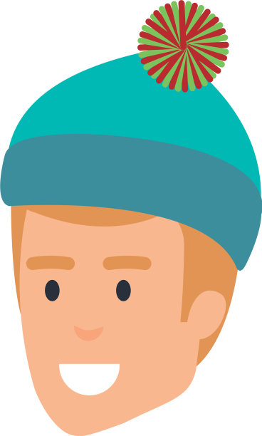 年轻人头上戴着冬帽图片下载