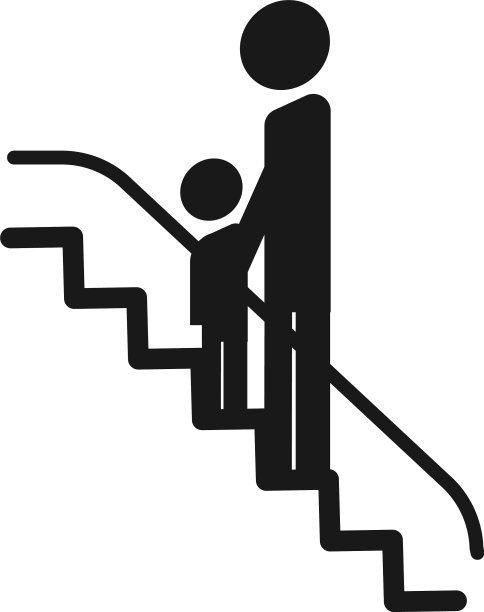 儿童与成人电梯图标简单的风格图片下载