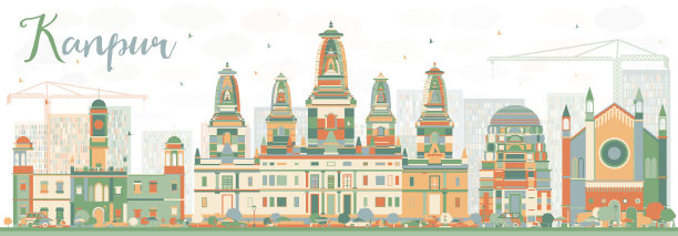 坎普尔的彩色建筑天际线图片下载