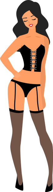 迷人的女人站在那里，脸上戴着假发图片下载