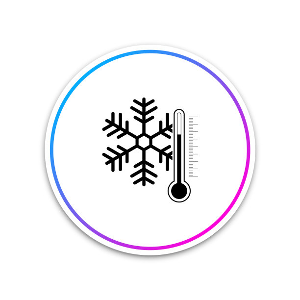 白色背景上的雪花温度计图片下载