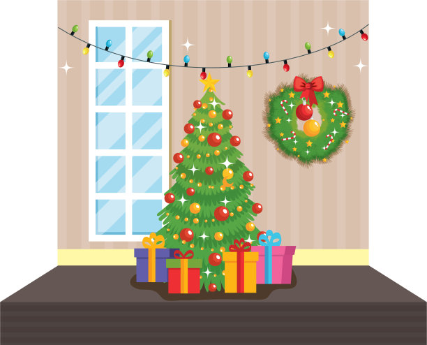 客厅用圣诞装饰场景图片下载