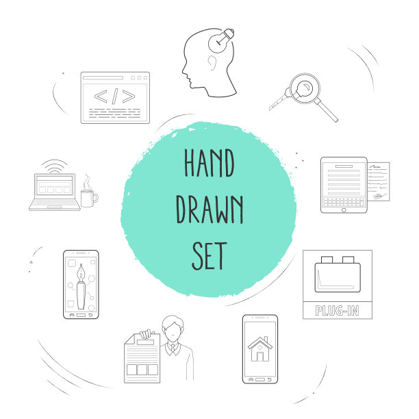 一套网页设计用的线条样式图标符号图片下载