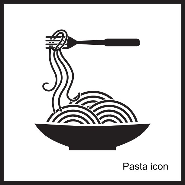 意大利面或面条简单的黑色图标图片下载