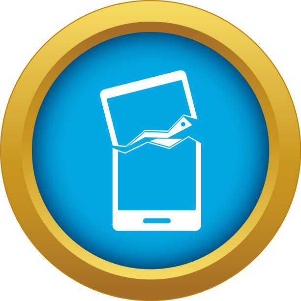 破碎的手机图标蓝色孤立图片下载