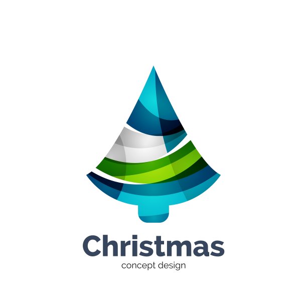 抽象的几何圣诞树图标图片下载