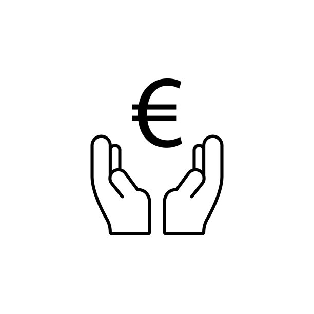 手握欧元图标和金融符号元素图片下载