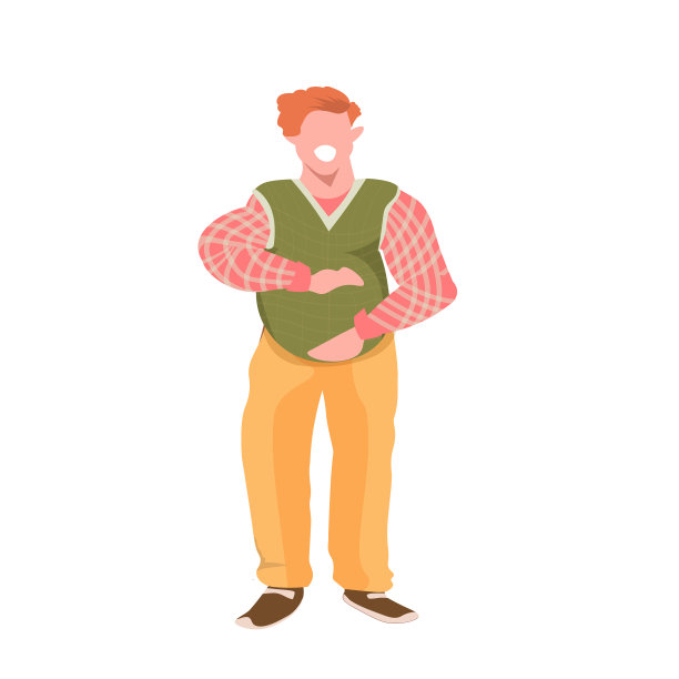 胖男人微笑着摸着他的胖肚子图片下载