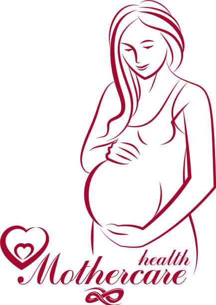 典雅孕妇身体剪影素描图片下载