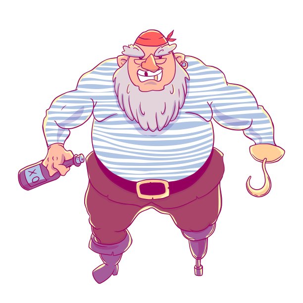 戴着大手帕的独腿大胡子海盗图片下载