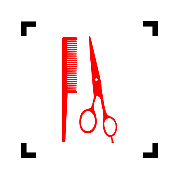 理发店标志黑色里面的红色图标图片下载