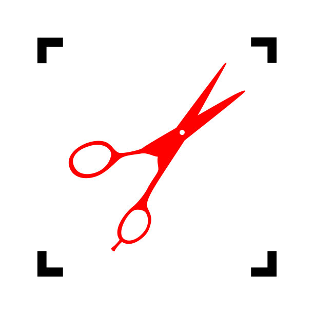 剪发剪刀标志红色图标图片下载