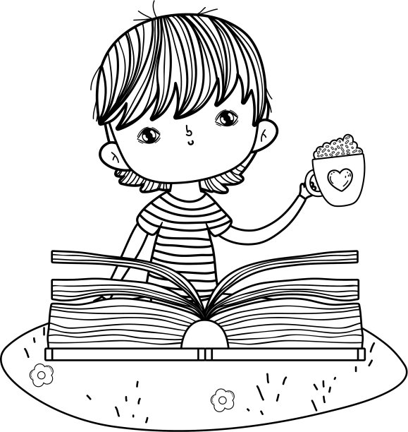 快乐的小男孩在看书图片下载