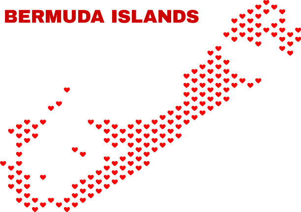 百慕大群岛地图-情人节心形马赛克图片下载