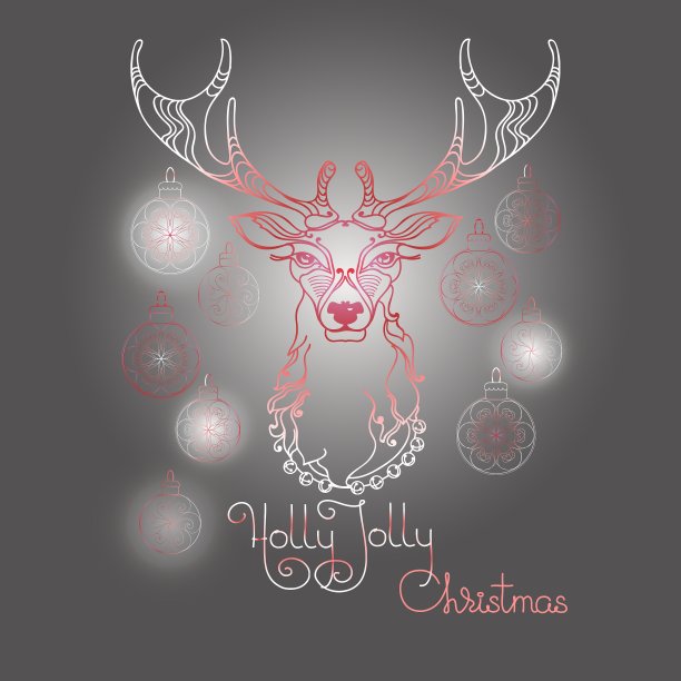 手绘鹿和手写的霍利·乔利图片下载