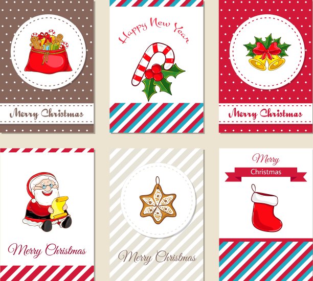 圣诞贺卡和邀请集图片下载