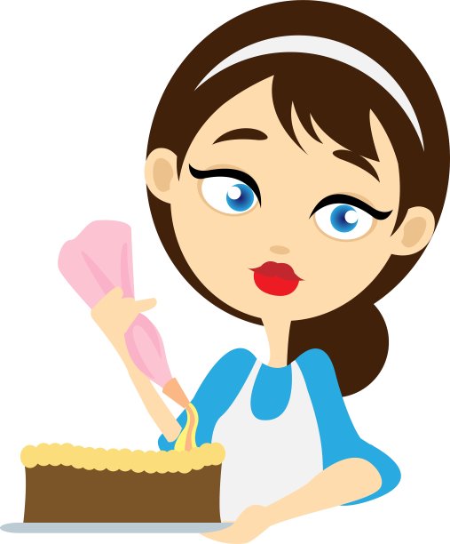 女孩装饰蛋糕图片下载
