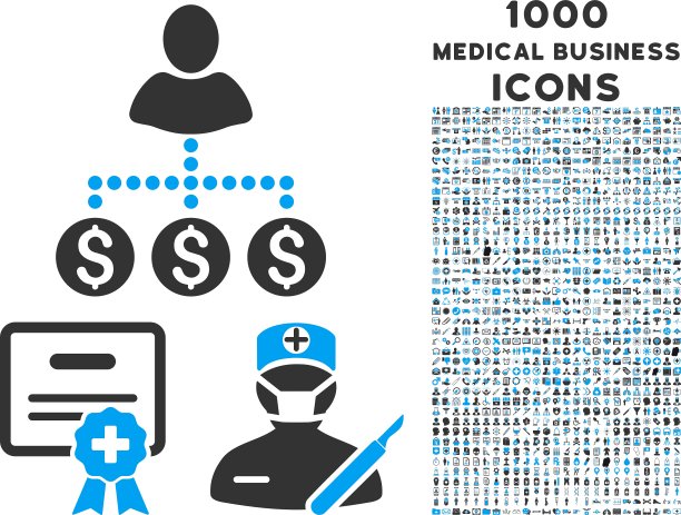 拥有1000个医疗业务的医疗商业图标图片下载